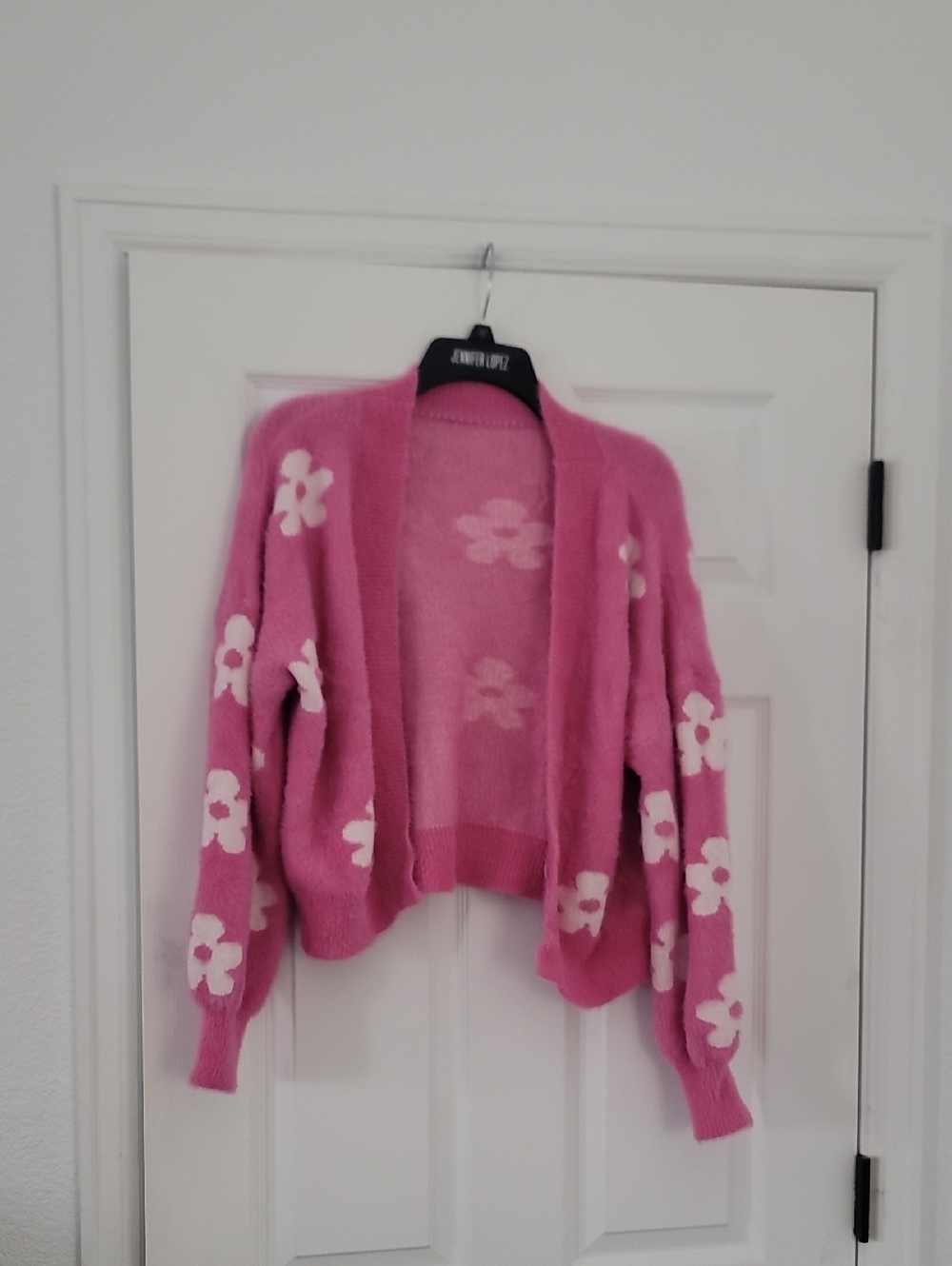 Source Unknown Bright Pink Floral Open-Front Cardigan